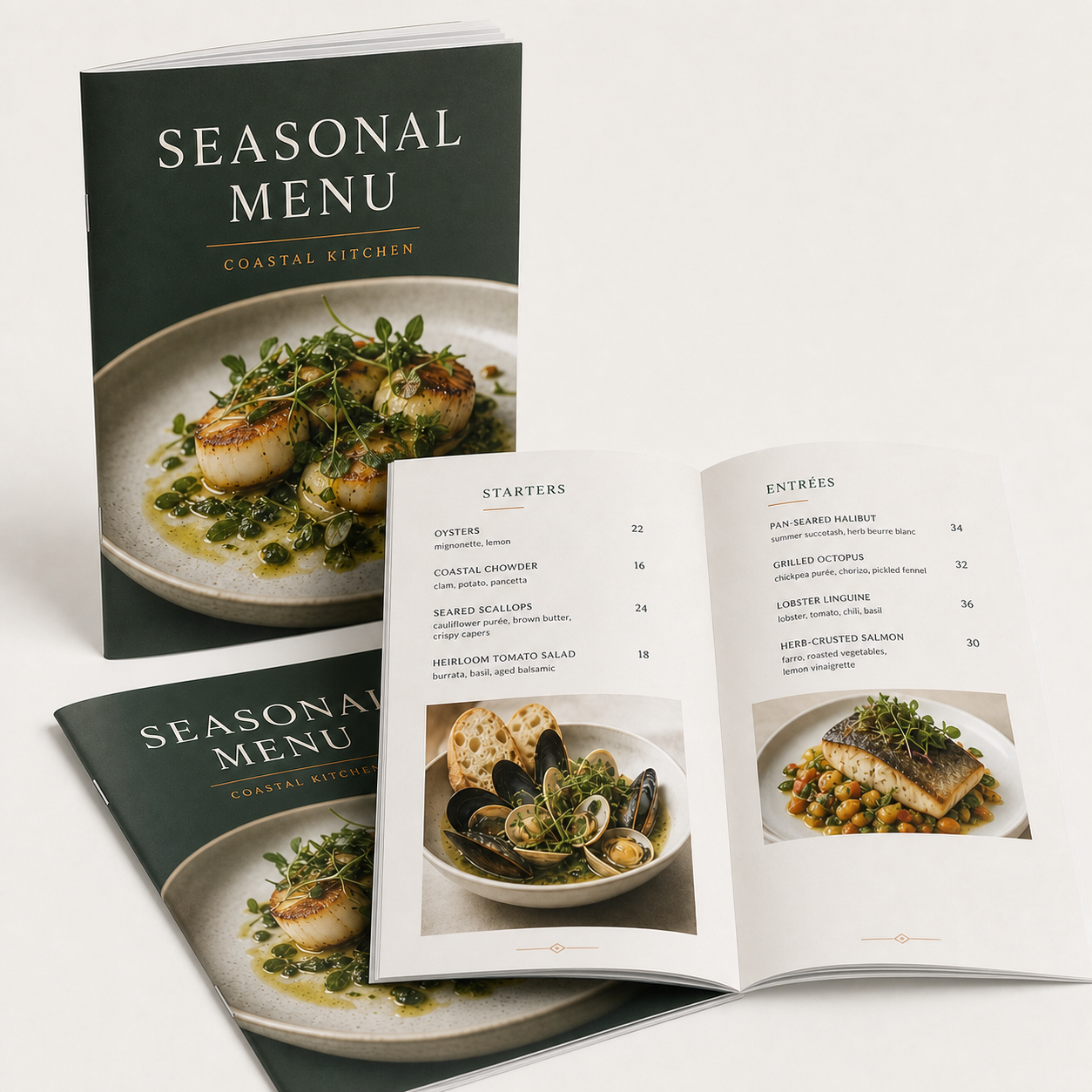 100lb Silk Text Booklet – seasonal restaurant menu print sample