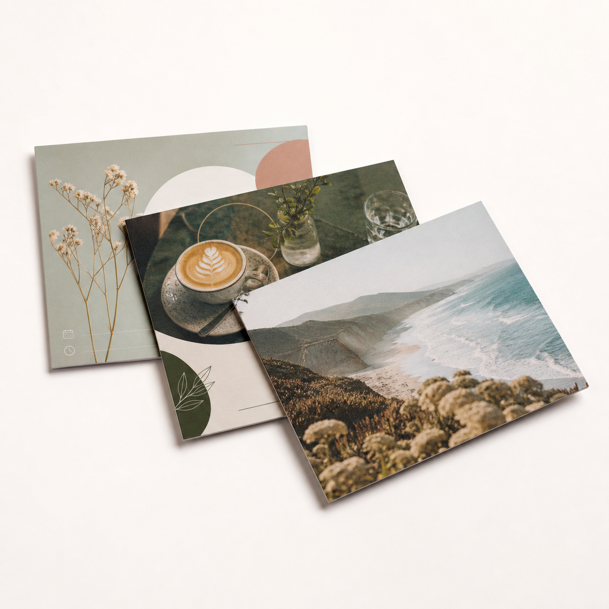 Matte postcards with realistic full-color printed designs