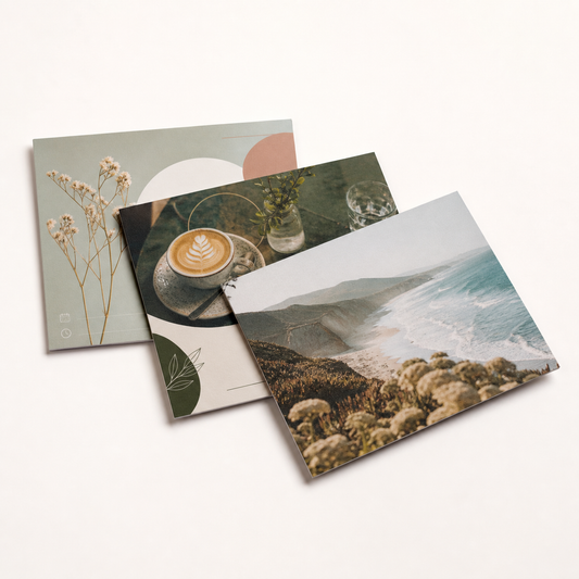 Matte postcards with realistic full-color printed designs