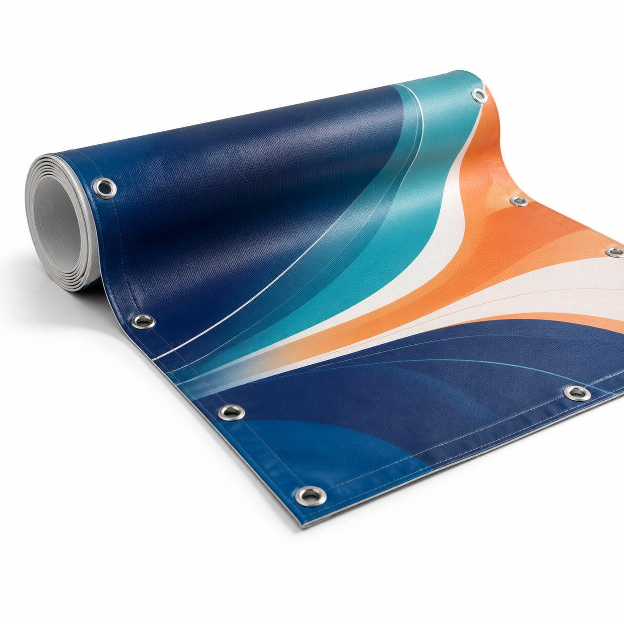 18oz single-sided blockout vinyl banner partially rolled