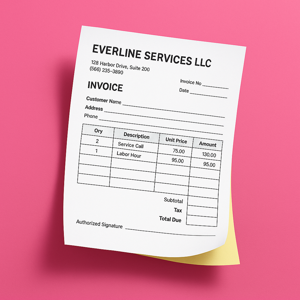 Black and White 2 Part Carbonless Forms