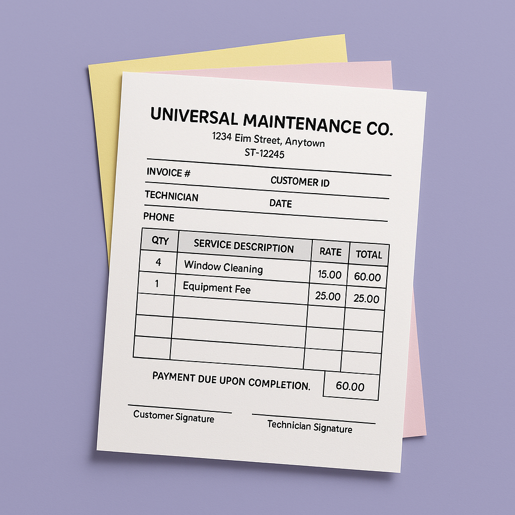 Black and White 3 Part Carbonless Forms