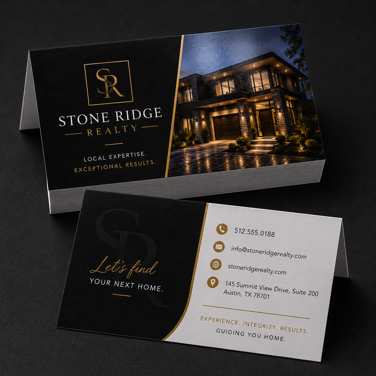 Folded 15pt Velvet Business Cards