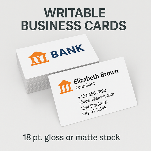 18pt. Writable Business Cards