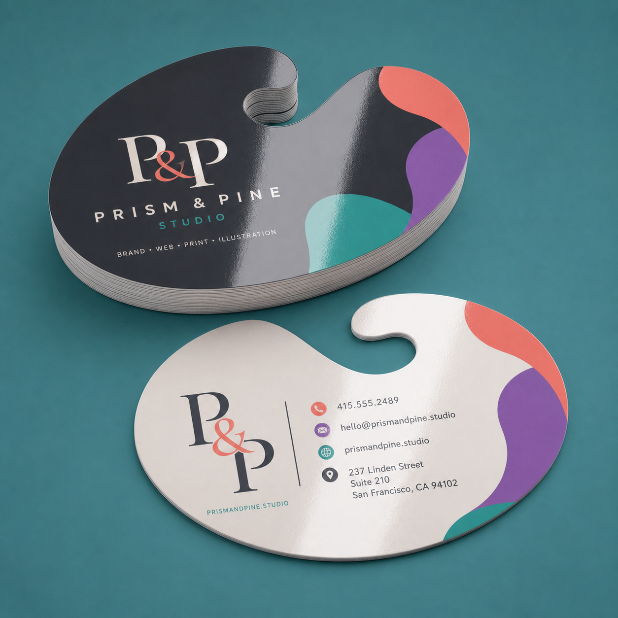 Die Cut Business Cards - 14pt. C2S Gloss product mockup