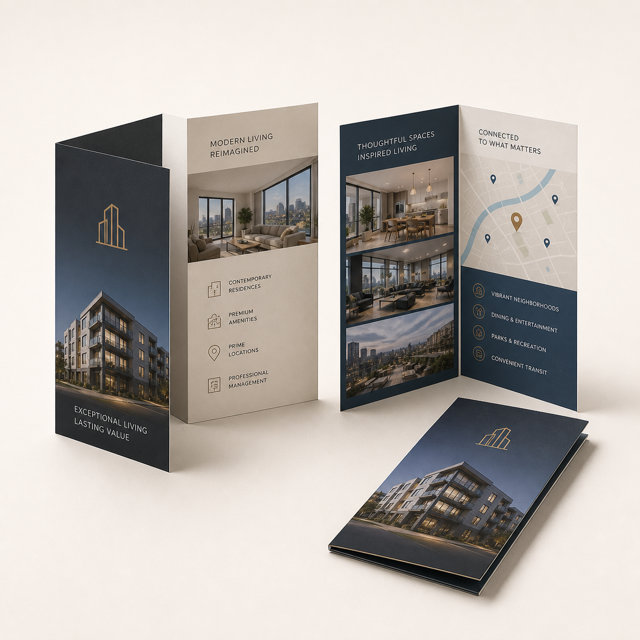 Professional double-parallel-fold brochure printing mockup