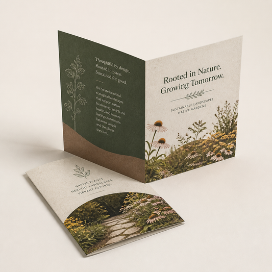 Eco-friendly half-fold brochure printing mockup