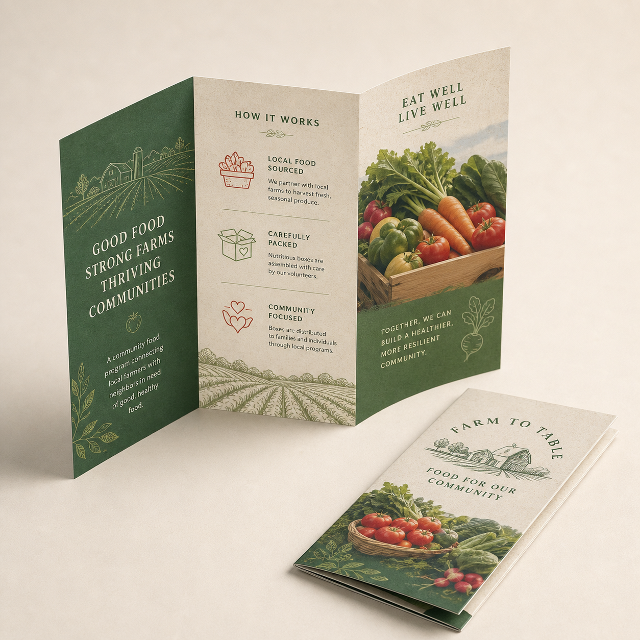 Eco-friendly tri-fold brochure printing mockup
