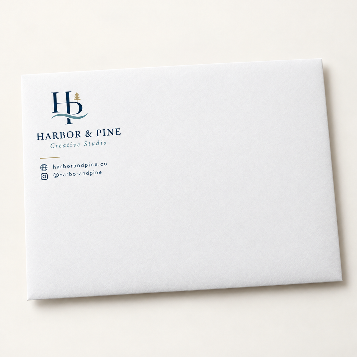 Full-color A2 announcement envelope with professional business branding