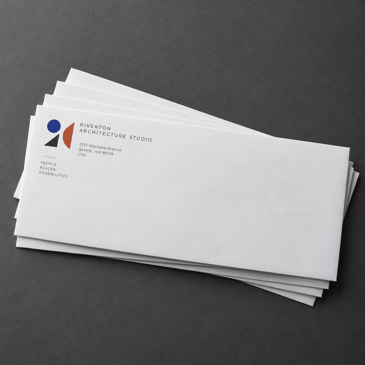 Full-color custom No. 10 white wove business envelopes without a window