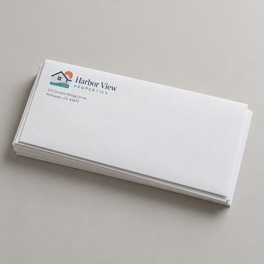 Full-color custom No. 9 white wove business envelopes without a window