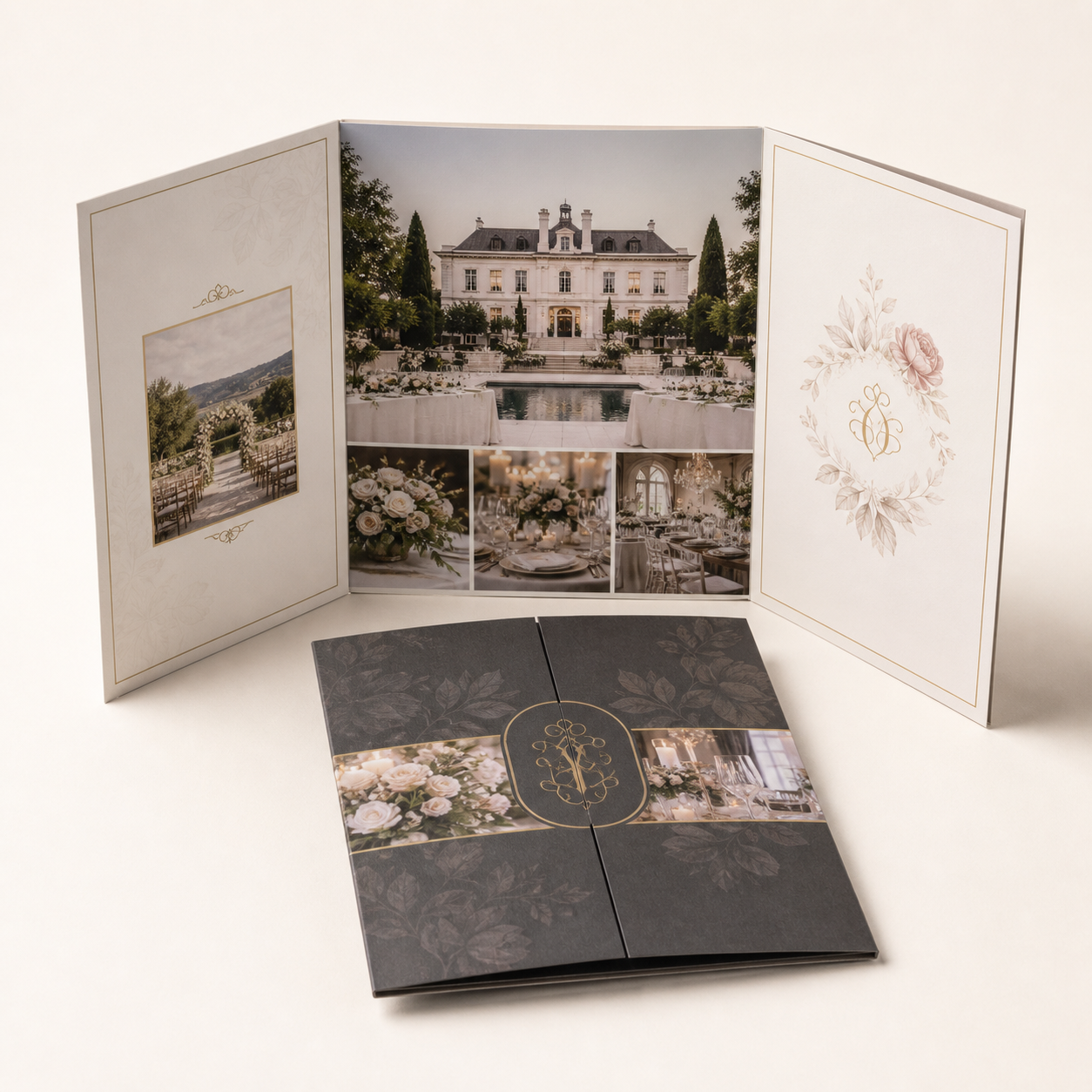 Professional gate-fold brochure printing mockup