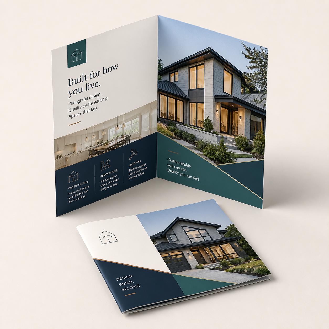 Professional half-fold brochure printing mockup