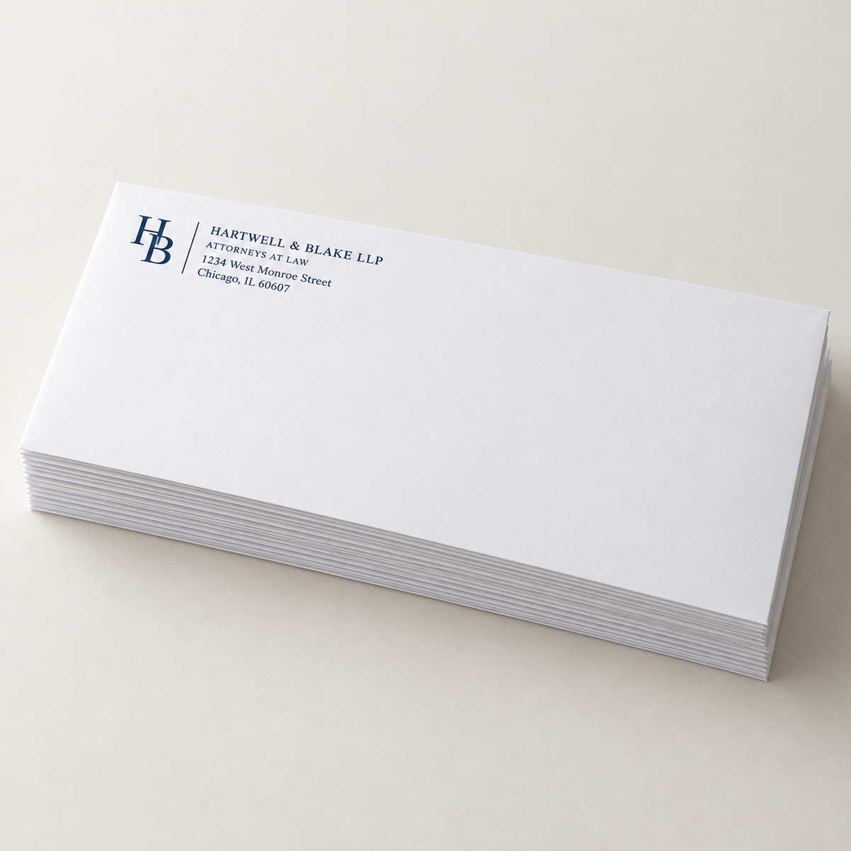 One-color custom No. 9 white wove business envelopes without a window