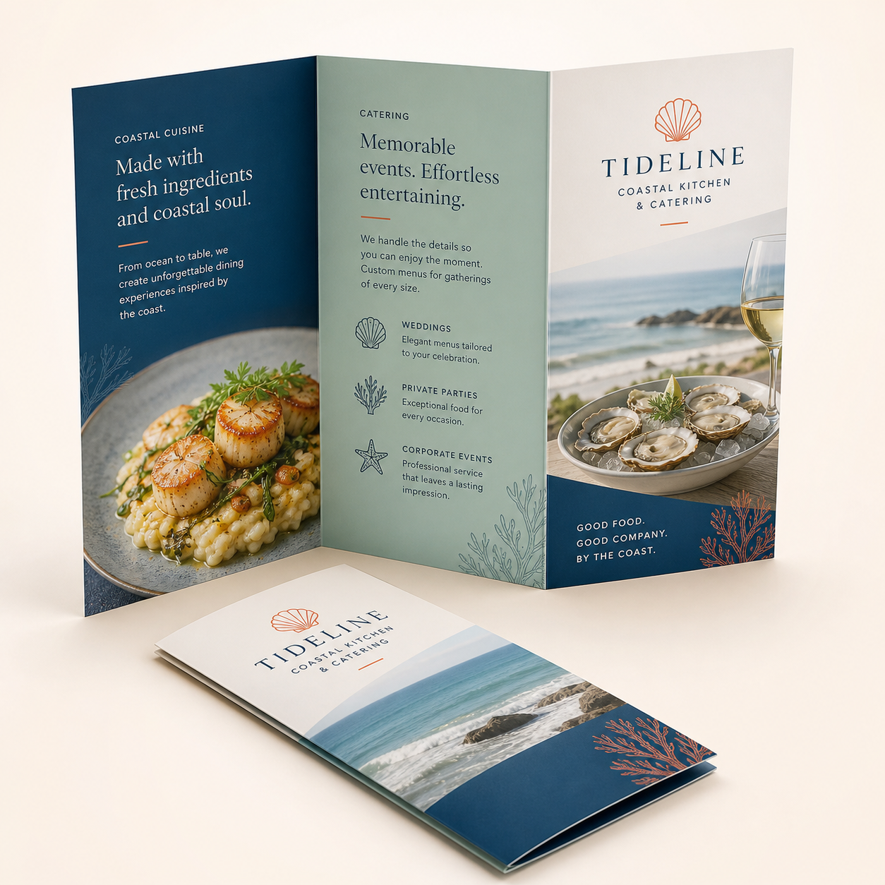 Professional tri-fold brochure printing mockup